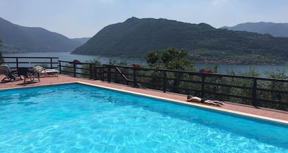 Two-room apartment in Residence with swimming pool and panoramic lake view in Sale Marasino