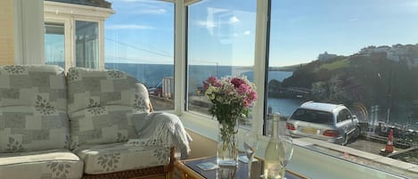 Televisio, takka, DVD-soitin, kirjoja