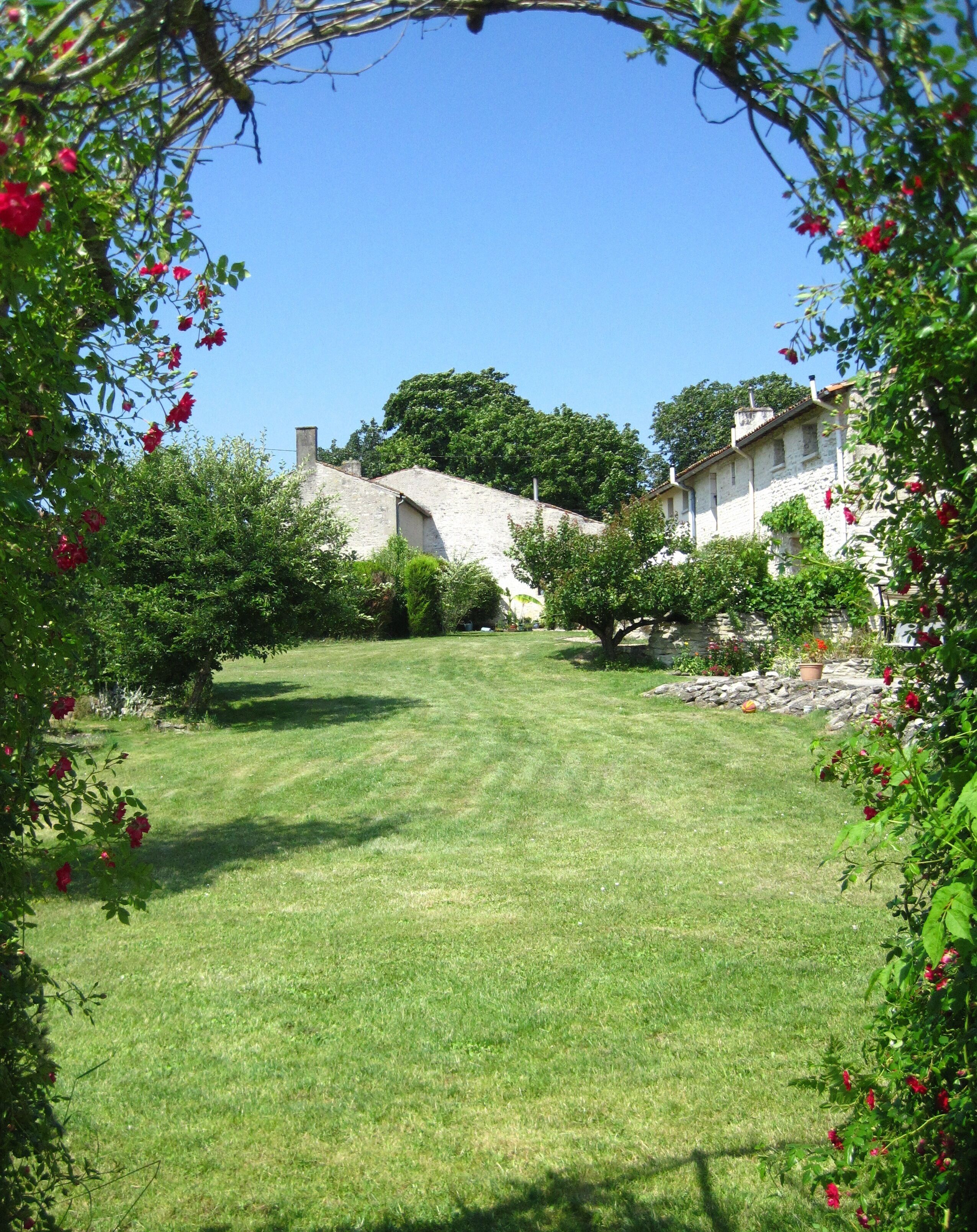 Shared garden at family friendly Les Hiboux gites