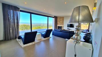 Smart TV, fireplace, DVD player, ping pong