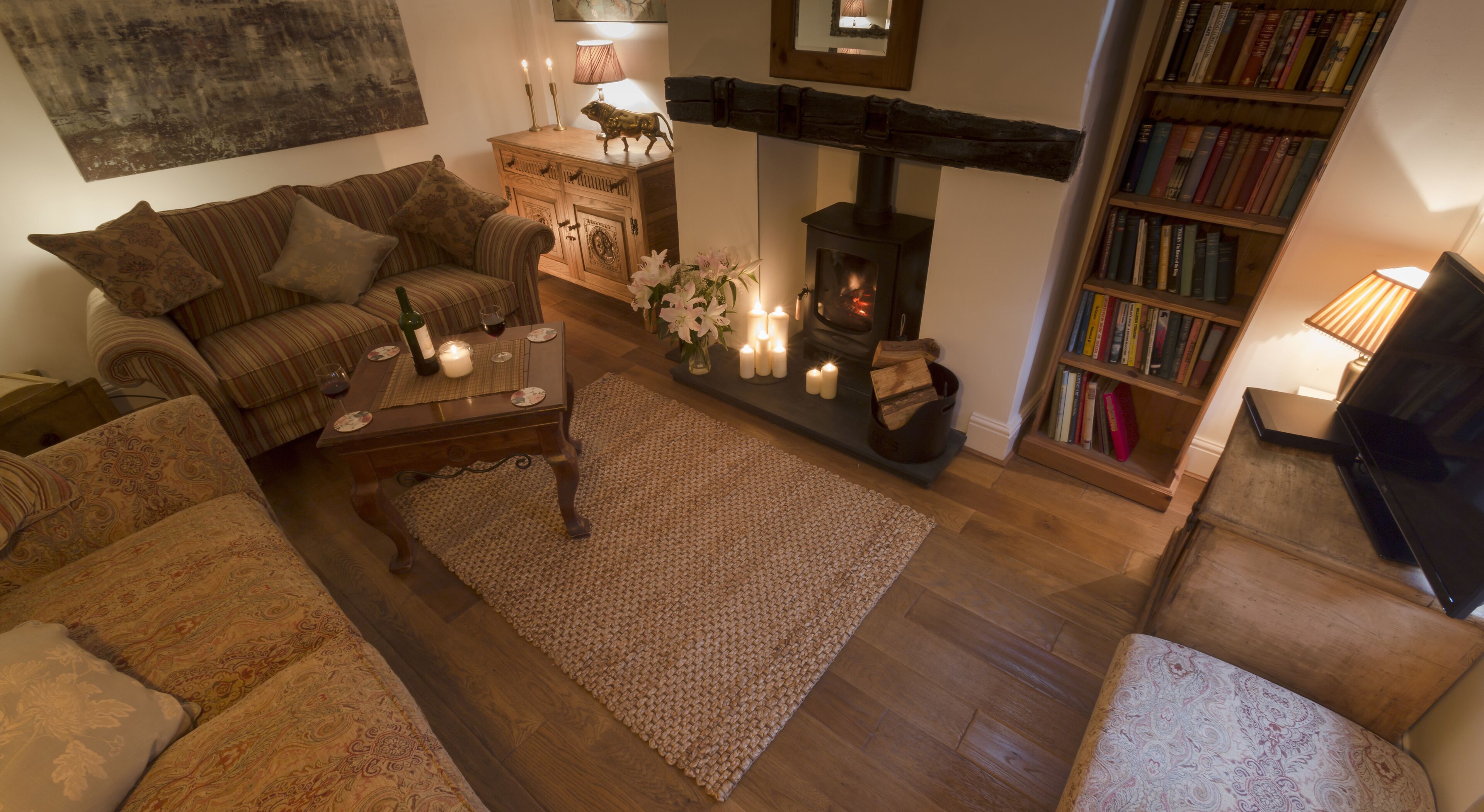 TV, fireplace, DVD player