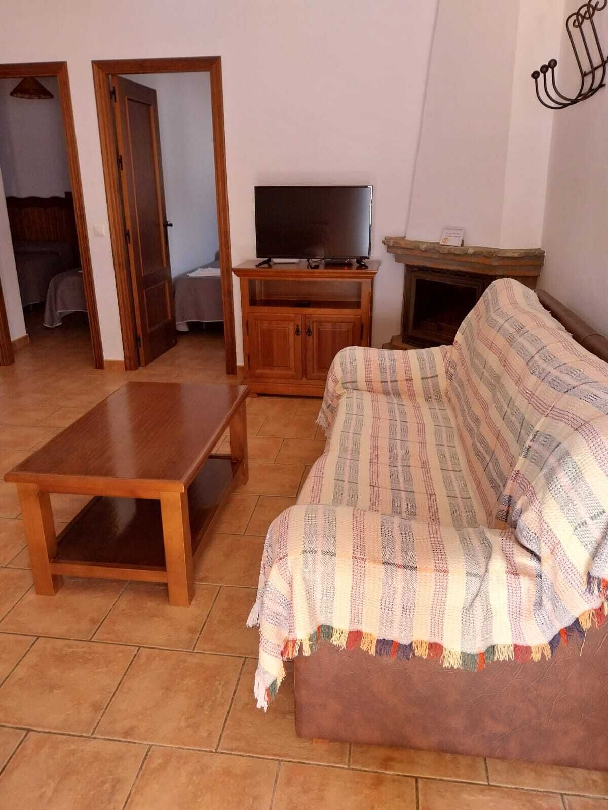 Een televisie en een open haard