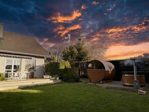 Terrace/patio - Vacation home near Świnoujście on the Baltic Sea with whirlpool and sauna in the countryside (Kolczewo)