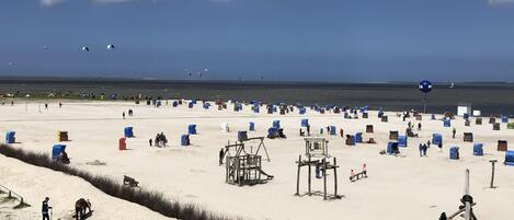 Beach nearby, sun loungers