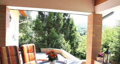 Su casa de vacaciones con una vista fantástica sobre las montañas de Harz en Güntersberge