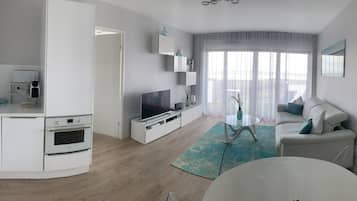 Smart TV, DVD player, books, video library