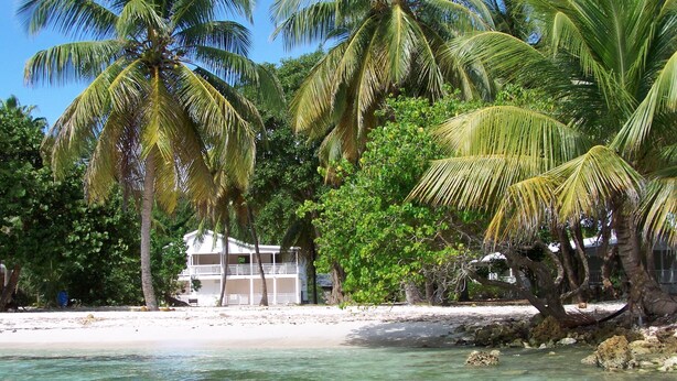 Privat strand og solsenger