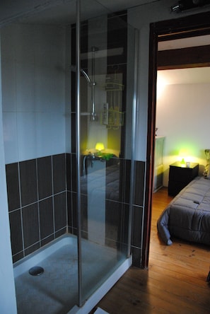 Dusche, Haartrockner, Seife, Shampoo