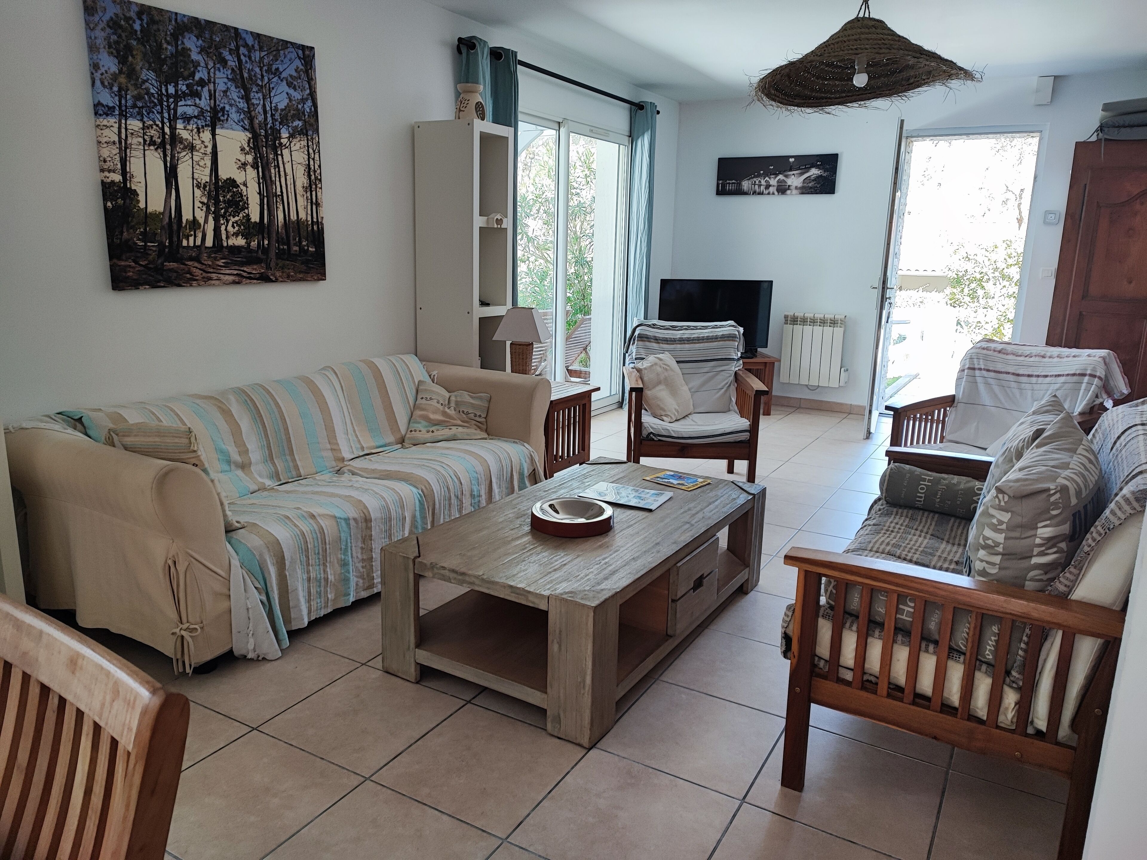 TV, DVD player, books