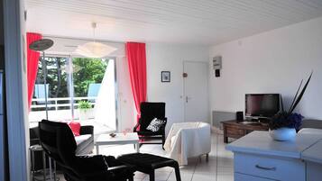 TV, bøker og stereoanlegg