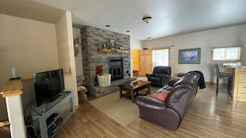 智能電視、壁爐、DVD 播放機、書籍