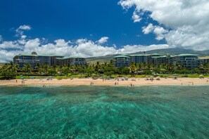 On the beach, sun-loungers, beach towels - Welcome to Konea 238, 2nd Floor, Great location, QUIET part of resort (Lahaina)