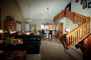 Smart TV, fireplace, DVD player, books