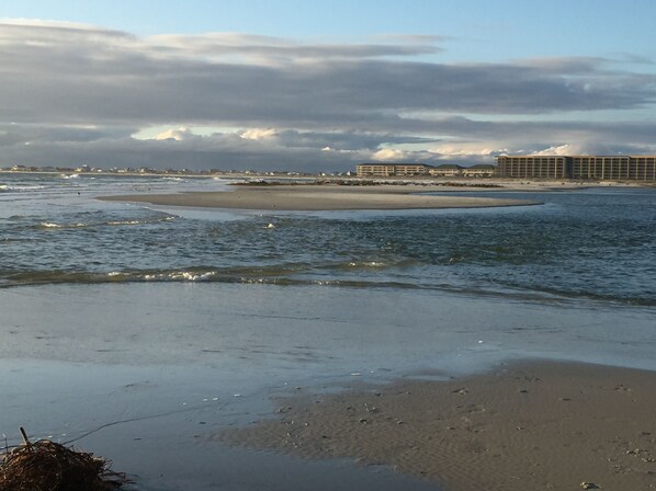 On the beach, beach towels