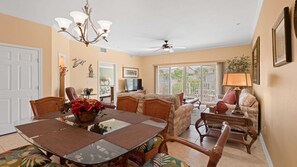 TV, DVD player, books