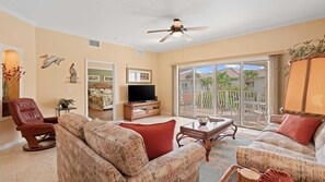 TV, DVD player, books - Villas of Ocean Gate #208 Ocean side 2 bedroom, pool view, pet friendly (St Augustine)
