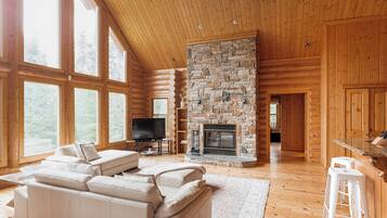 TV connectée, cheminée, baby-foot, chaßne hi-fi