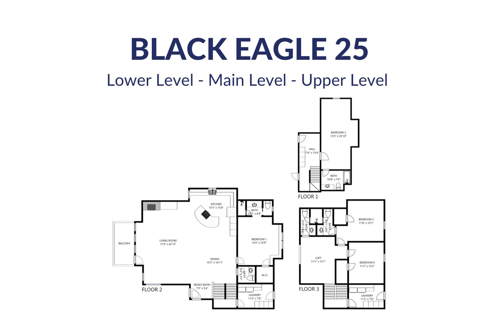 A floor plan of a 25-unit building with three levels. Each unit has a living room, dining area, kitchen, and a balcony. The lower level has a large open space, the main level has individual units, and the upper level has smaller units.