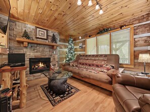 TV, fireplace, DVD player, stereo