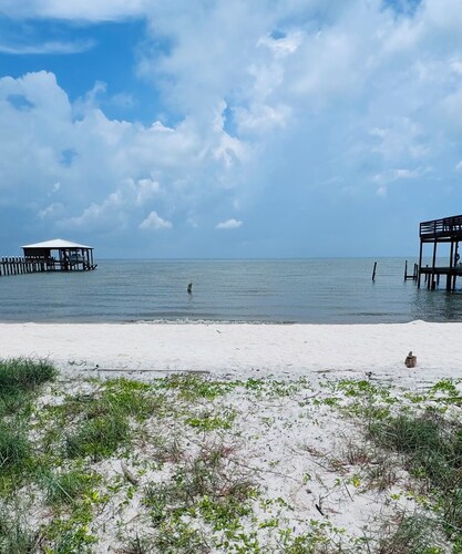 Waterfront private sandy Bay Beach & private pathway to Gulfside. Bring dogs! 
