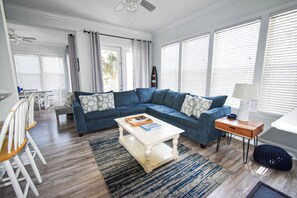 TV, DVD player, books