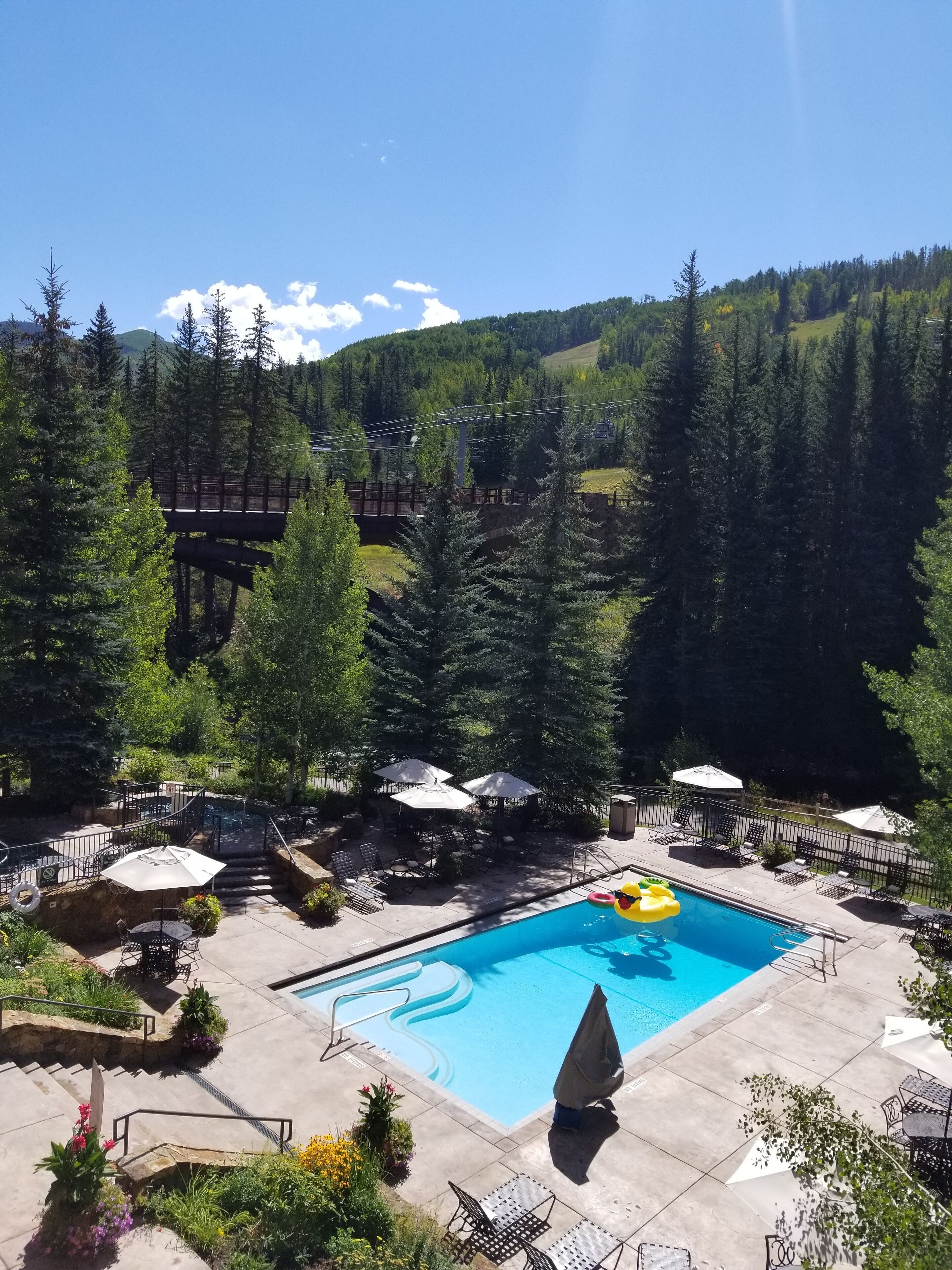 Ideally located right at the base of the skier/hiker bridge pictured to the left