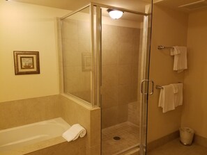 Ensemble baignoire-douche, baignoire à remous, séchoir à cheveux