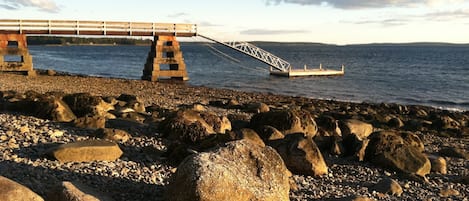 On the beach, sun-loungers, beach towels