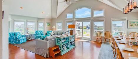 TV, DVD player, books, video library