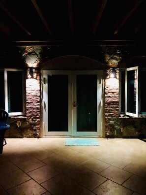 Enter through the double doors into a welcoming space.