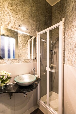 Regadera, secadora de cabello, bidet, toallas 