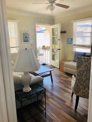 Televisie, een dvd-speler, boeken en een muziekbibliotheek