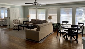 Smart TV, DVD player, video library, stereo