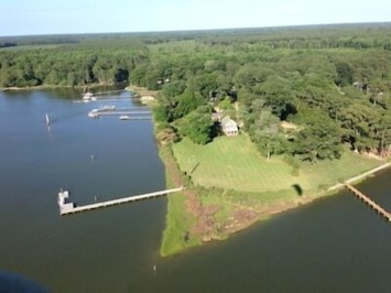 Aerial View of house on 3 acre point - photo by a daring paragliding guest !
