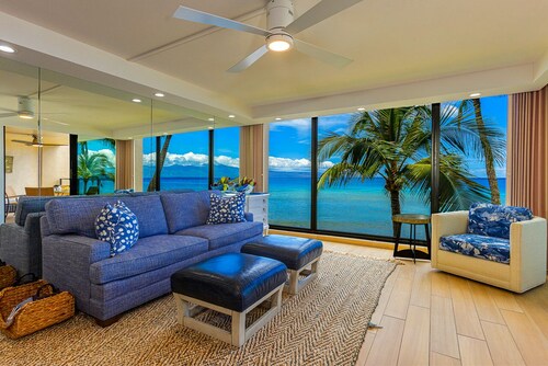 Steps from the Sand ! Stunning Curated Interior Mahana at Kaanapali.  Fully AC!