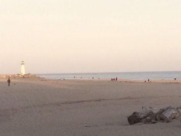 Seabright beach looking south toward the lighthouse.