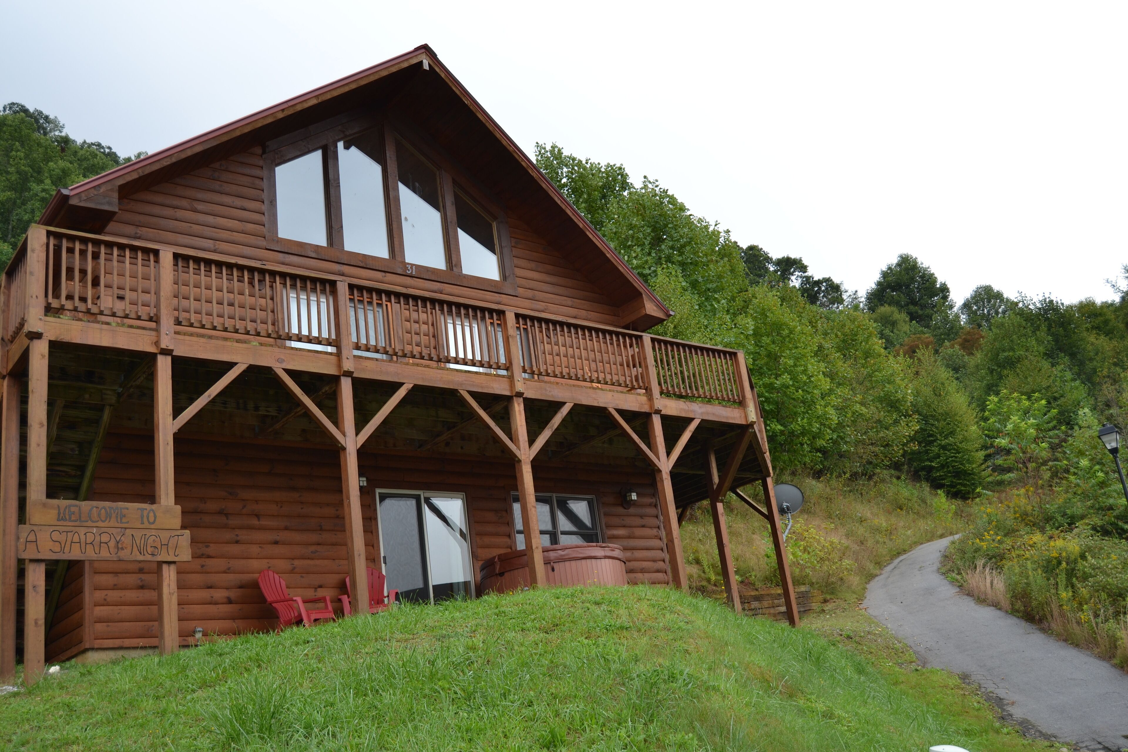 Two Story Log Cabin with Hot Tub