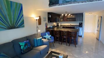 Smart TV, DVD player, books, video library