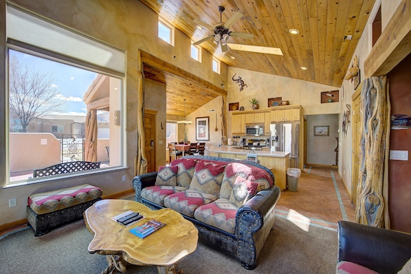 Smart TV, fireplace, DVD player, video library