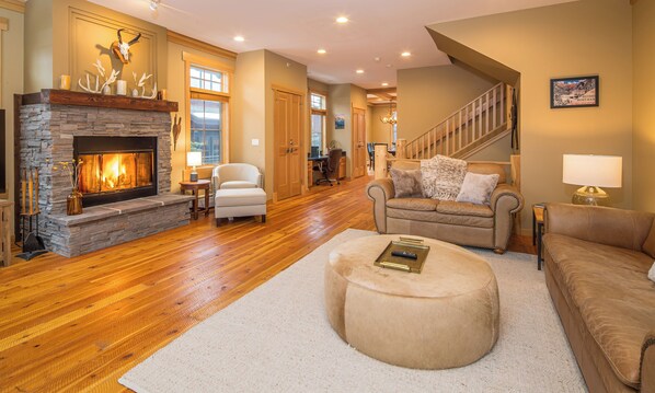 TV, fireplace, offices