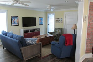 Smart TV, DVD player, books, video library