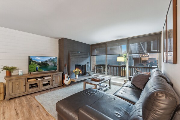 TV, fireplace, DVD player, stereo