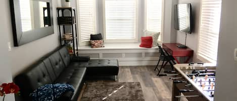 Smart TV, table football, books