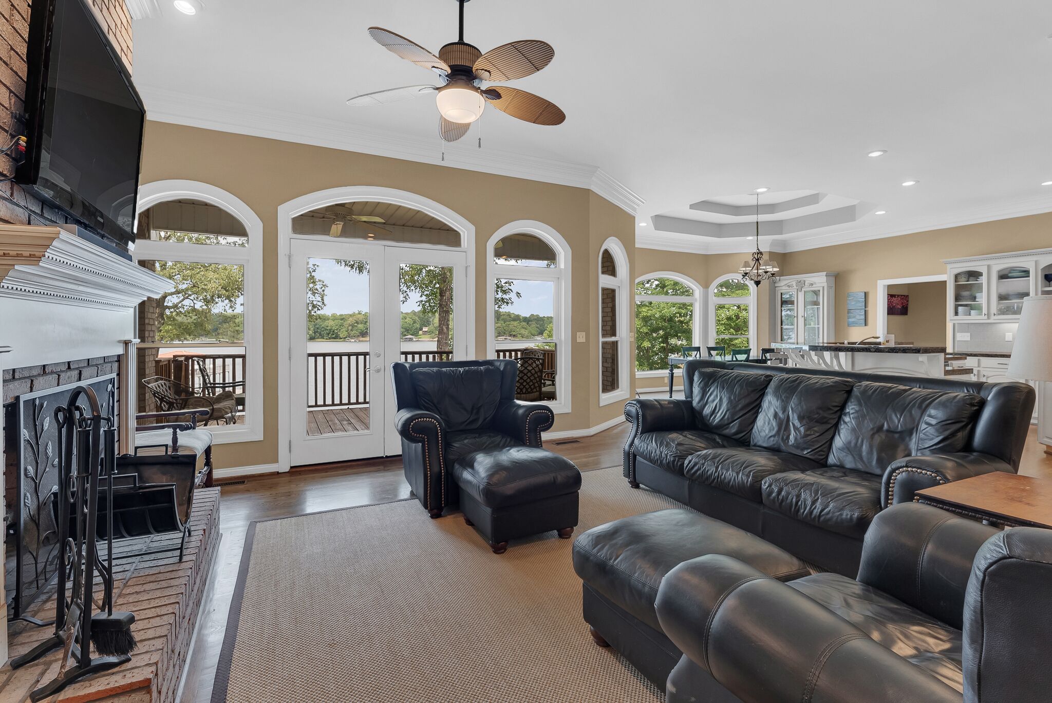 PARADISE on the lake! Easy slope to the water with stone walkway and stone fire pit!