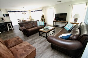 Smart TV, DVD player, books, music library