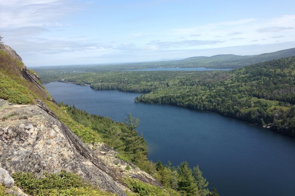 View from Candia Cliffs trail, looking over Echo Lake. Somes Sound in background