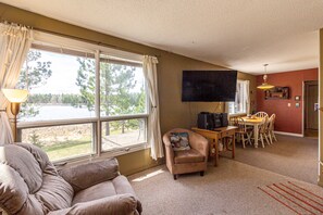 TV, fireplace, video games, DVD player