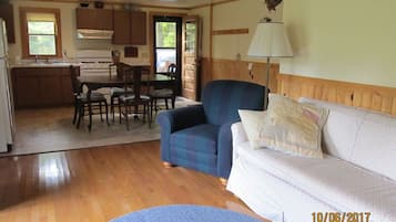 TV, DVD player, books, video library
