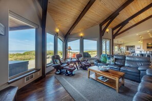 Smart TV, fireplace, video games, DVD player