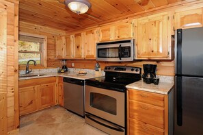 Fridge, microwave, oven, stovetop - Bearly Awake: 5-Star Mountain View - Luxury Resort Cabin - Brand New Hot Tub (Sevierville)
